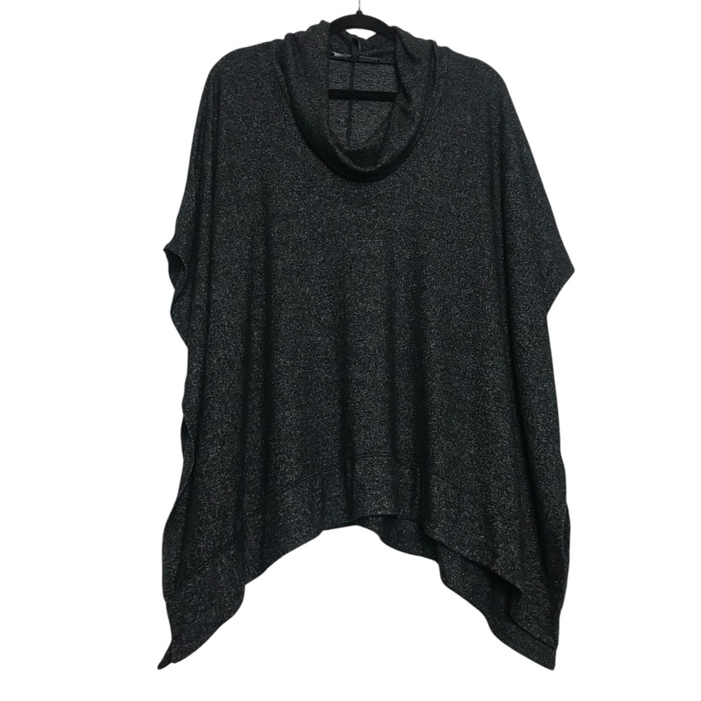 WHBM Black Marled Cowl Neck Oversized Poncho Top Womens Size XXS Lagenlook Boho